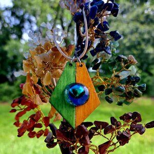 Bohemian Wood and glass Handmade Necklace jewelry